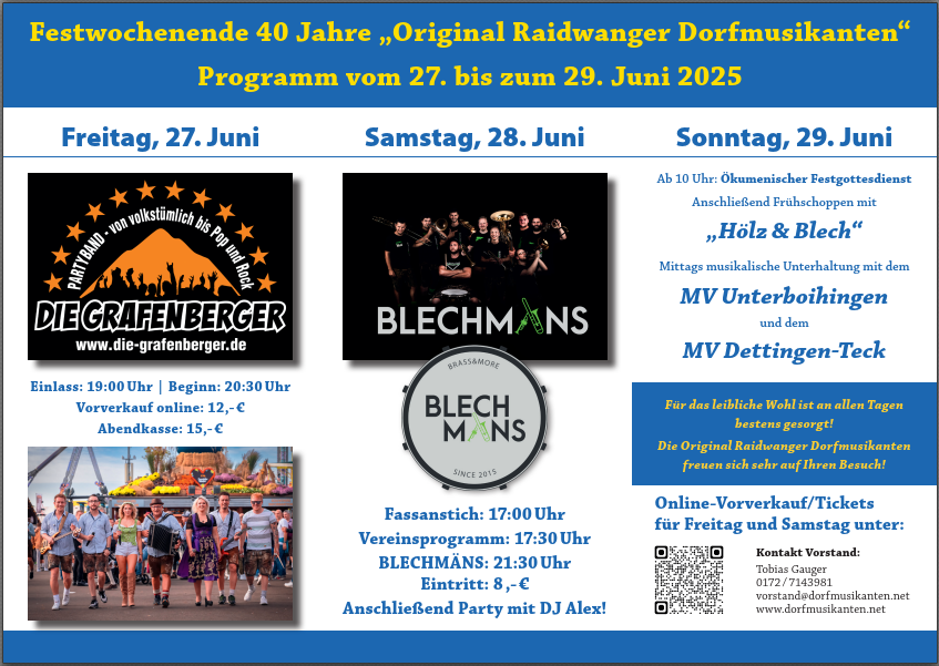 Festwochenende 27. bis 29. Juni 2025